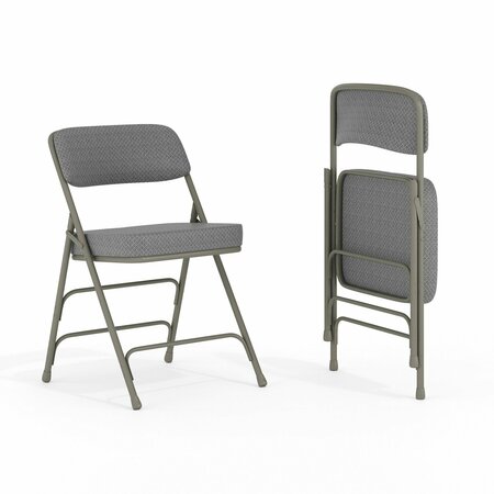 FLASH FURNITURE Gray Fabric Folding Chair 2-HA-MC320AF-GRY-GG